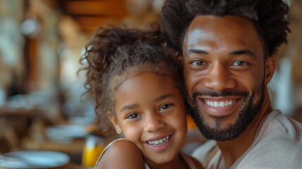Portrait of happy father and his daughter. Family concept. - obrazy, fototapety, plakaty