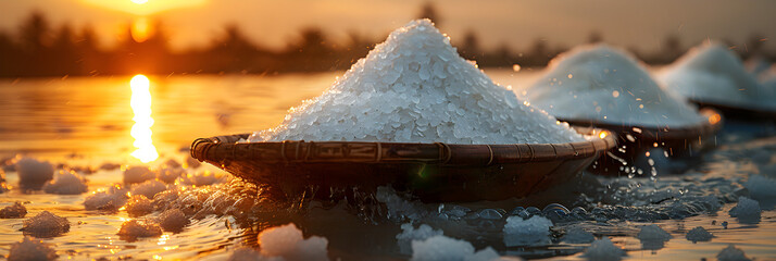 Production of salt on an isle in the Indian Sea,
Salt production on the island of Mauritius in the Indian