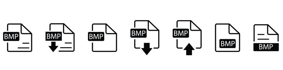 File format extensions icon set in line style. Document file type format simple black style symbol sign for apps and website, vector illustration.
