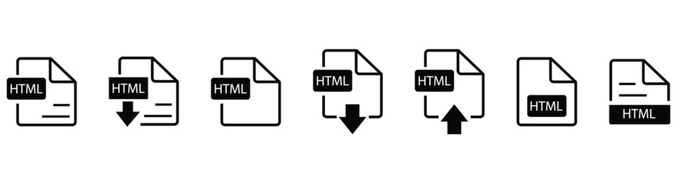 File format extensions icon set in line style. Document file type format simple black style symbol sign for apps and website, vector illustration.
