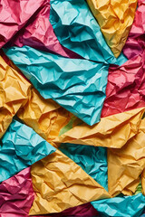 Colorful crumpled paper and abstract texture