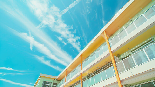 青空と学校の校舎02