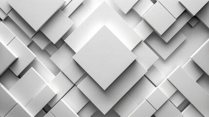 Modern white and light grey square overlapped pattern on background with shadow