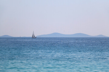 Sailing boat and beautiful Adriatic sea landscape in Croatia.