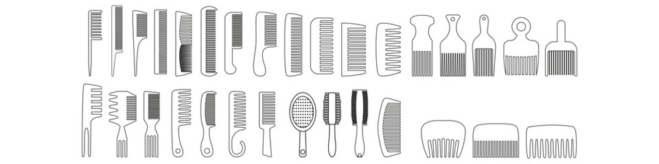 Hair comb icon vector set. Hairstyle illustration sign collection. Barber shop symbol. Hairdresser logo.
