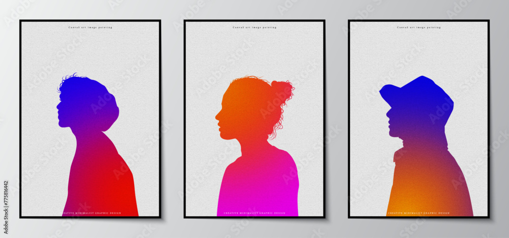 Aufkleber silhouette of a person with a bright gradient texture on a white background. canvas art image graphi