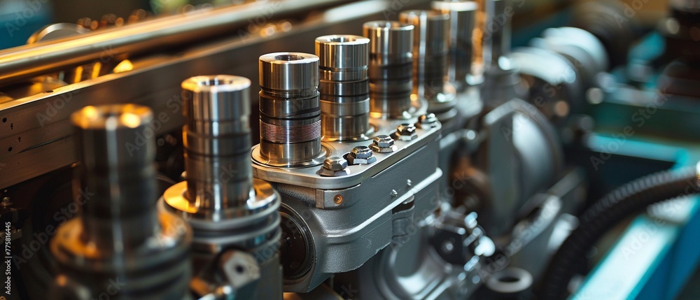 Poster internal view of engine parts highlighting automotive power and mechanical complexity.