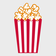 Flat design illustration of a popcorn box - obrazy, fototapety, plakaty