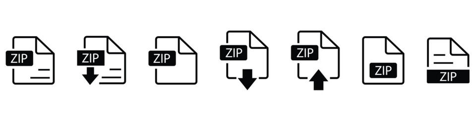 File format extensions icon set in line style. Document file type format simple black style symbol sign for apps and website - obrazy, fototapety, plakaty