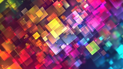 Background of squares. Different shades. With color and light transitions,High tech rainbow with rectangular sci fi background. Science fiction beautiful geometrically correct futuristic wallpaper. - obrazy, fototapety, plakaty