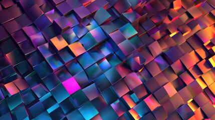Background of squares. Different shades. With color and light transitions,High tech rainbow with rectangular sci fi background. Science fiction beautiful geometrically correct futuristic wallpaper.
