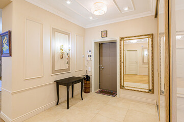 standard room interior apartment. room doors, renovation corridor lobby entrance hall