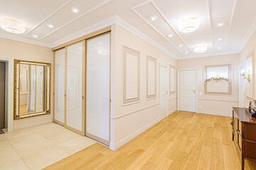 standard room interior apartment. room doors, renovation corridor lobby entrance hall