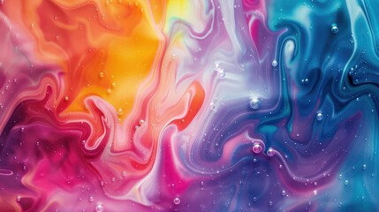 Abstraction background of colorful liquid. 3D render the abstract background in a wave,Beautiful rainbow paint splash background. Grunge textured fluid art wallpaper. 3d rendering
