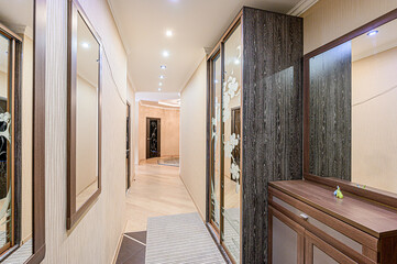 standard room interior apartment. room doors, renovation corridor lobby entrance hall