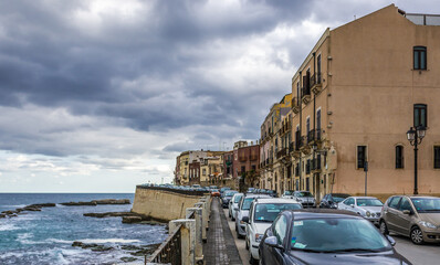 Ionian Sea seen from Ortygia island, old part of Syracuse city, Sicily Island, Italy