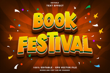 Book Festival 3d Editable Text Effect Template Style Premium Vector