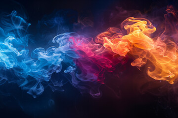 Movement of colorful smoke on black background - obrazy, fototapety, plakaty