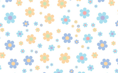 Flower pastel color on white backgroound seamless pattern PNG
