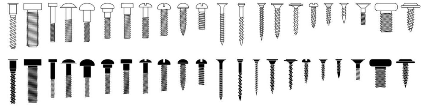 Self-tapping screw icon vector set. Screw illustration sign collection. Bolt symbol or logo.