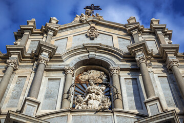 Saint Agatha niche of Cathedral of Saint Agatha in historic part of Catania, Sicily Island, Italy