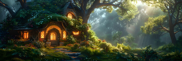 House with Overgrown Roof in Fantasy Forest ,
Embracing the Enchanting Allure of a Fairy Tale House