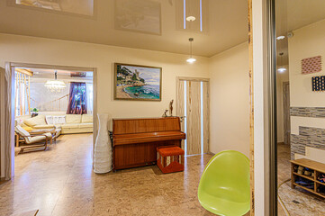 standard room interior apartment. room doors, renovation corridor lobby entrance hall