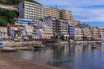 Seaside in Rafailovici town on the Adriatic coast, Montenegro