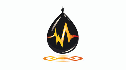 Illustration of an oil drop icon with a heart beat si