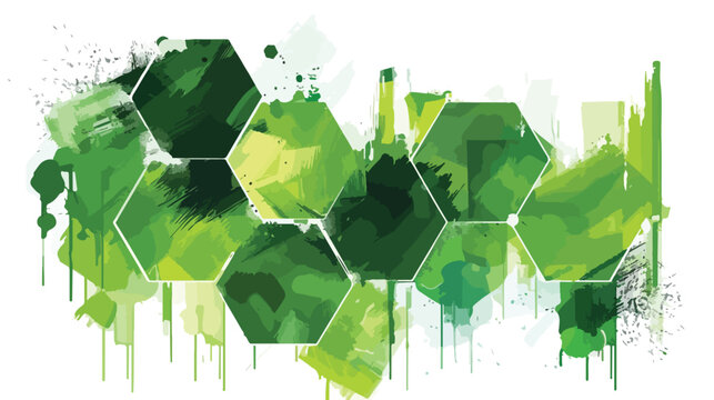Illustration of green Giant Hexagon paint background