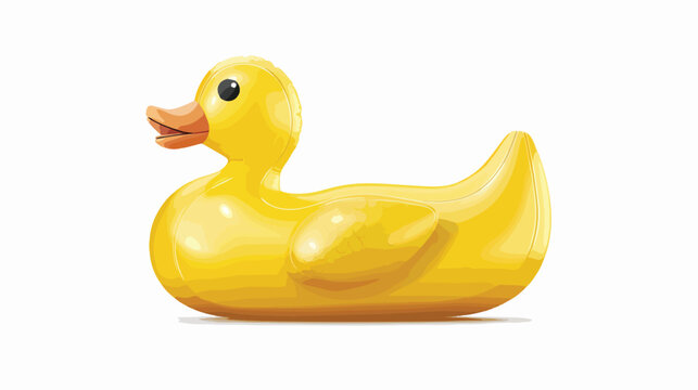 Inflatable Duck isolated on white background Flat vec