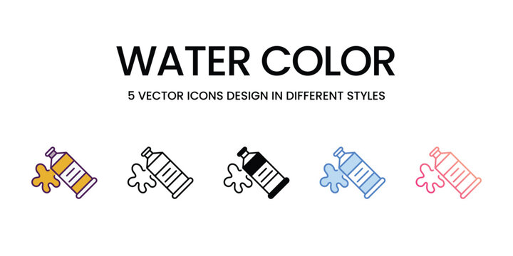Water Color icons different style vector stock illustration