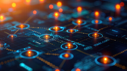 Computer microchip close up. Technological background.
