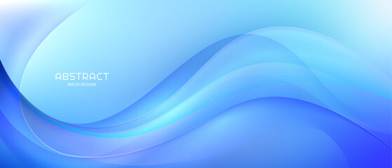 A blue wave background with soft lines.