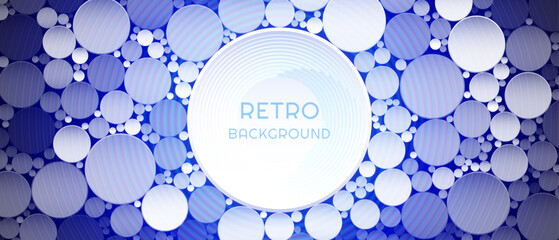 Blue retro background with lot of round shapes.