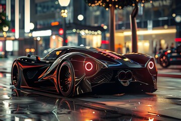 Street racing in an expensive unique luxury vehicle in a futuristic sports concept car, Generative AI. - obrazy, fototapety, plakaty