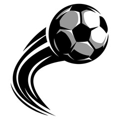 A soccer ball flying along a curved line. Vector illustration.