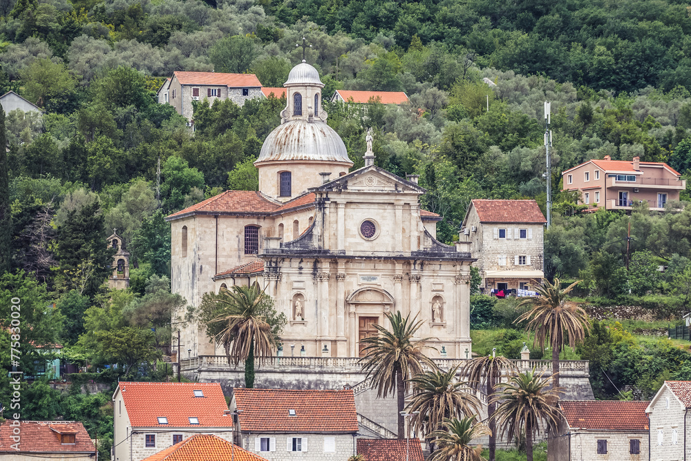 Wall mural Church of Nativity of Blessed Virgin Mary in Prcanj town in municipality of Kotor, Bay of Kotor, Montenegro