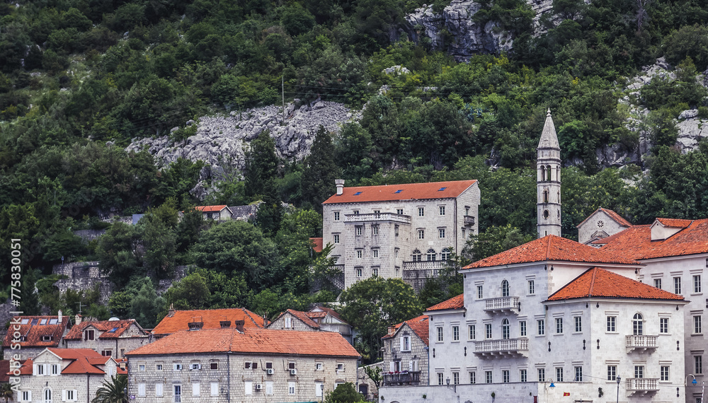 Wall mural View on Perast old town in the Bay of Kotor, Montenegro