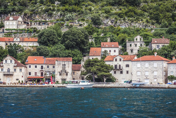 Fototapeta na wymiar Buildings in Perast old town in the Bay of Kotor, Montenegro