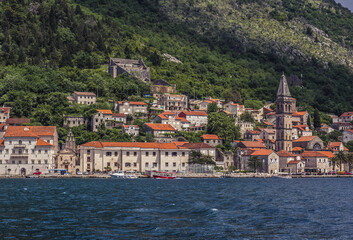 Perast historical town in the Bay of Kotor, Montenegro