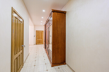 standard room interior apartment. room doors, renovation corridor lobby entrance hall