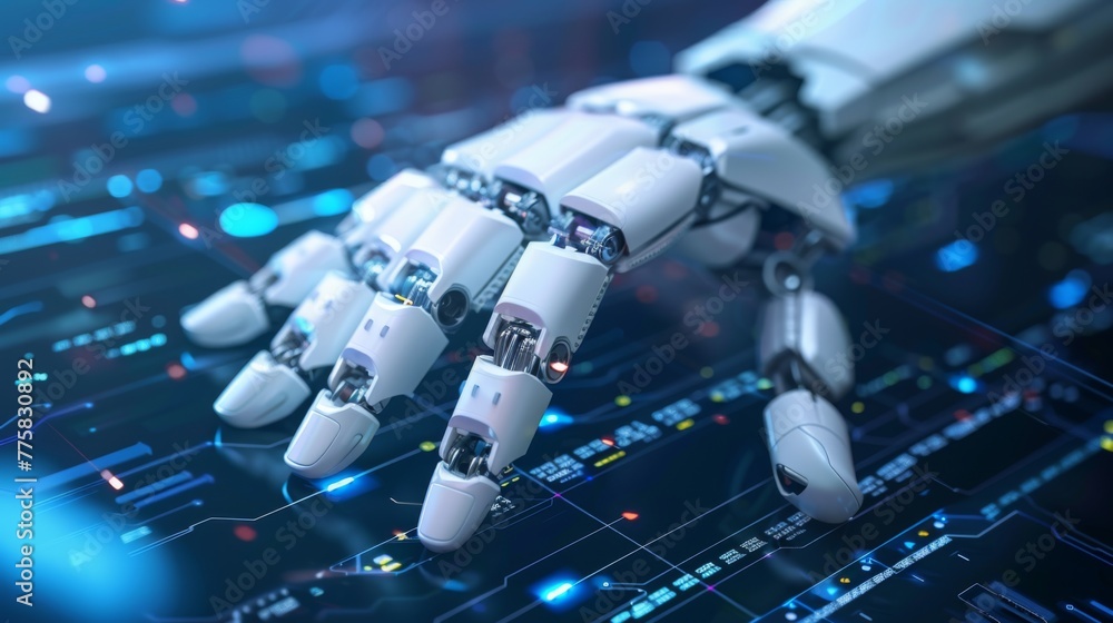 Poster robotic hand resting on table