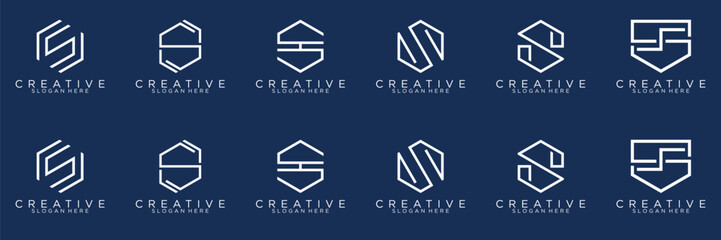 abstract creative collection letter S logo design technology	