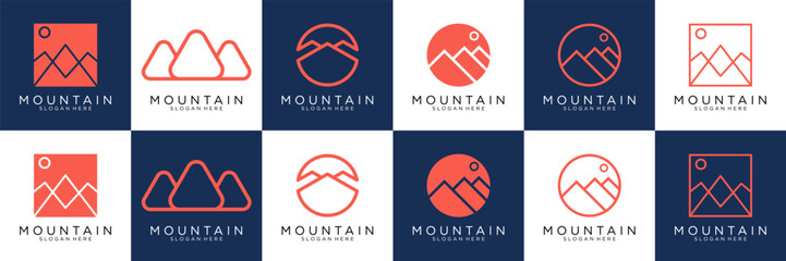 set of mountain combination letter m abstract logo design	
