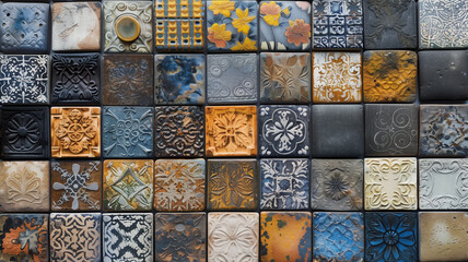 Morokan tile mosaics in grey and blue tones