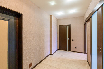 standard room interior apartment. room doors, renovation corridor lobby entrance hall