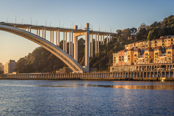 Arrabida Bridge over Douro River between Porto and Vila Nova de Gaia city, Portugal