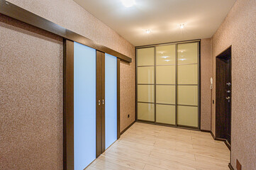 standard room interior apartment. room doors, renovation corridor lobby entrance hall