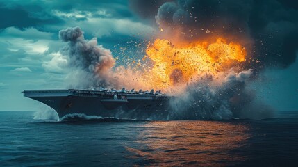 Chaos Unleashed: Navy Carrier Explosion in Deep Waters